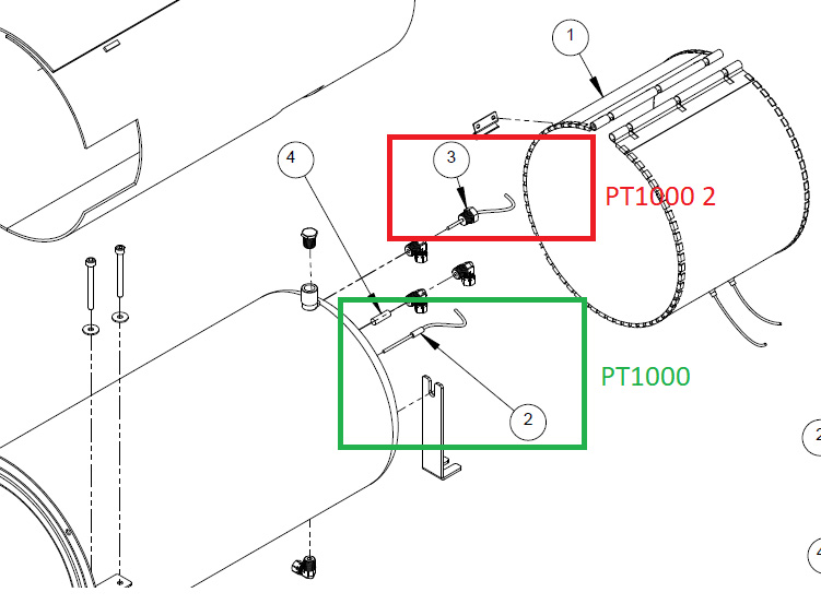 PT1000 Temperature Sensor with Connector (3x45x1000), Midmark
