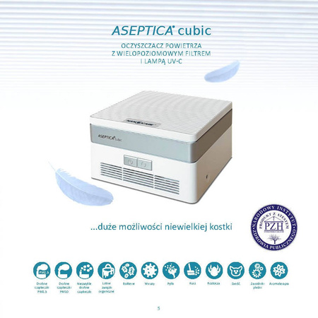 Aseptica Cubic (white) air disinfector with UV filter.