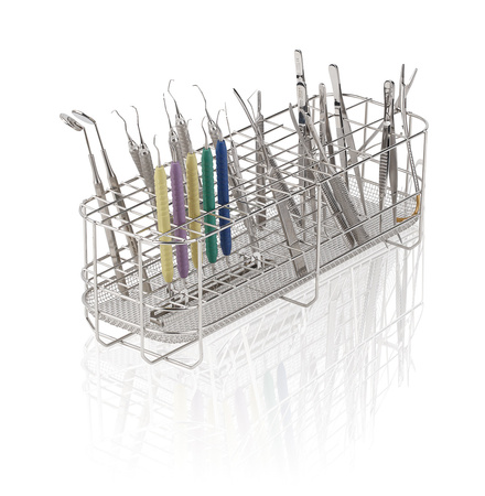 Cesta vertical estándar para instrumentos MELAG MELAtherm, compatible con soporte de puntas