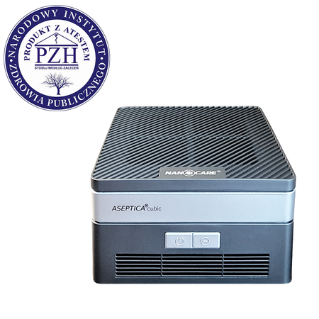 Aseptica Cubic Noir – Purificateur d'air professionnel avec filtre HEPA H13, charbon actif, UV-C et ioniseur, pour 15 m², VOLTEA Poland