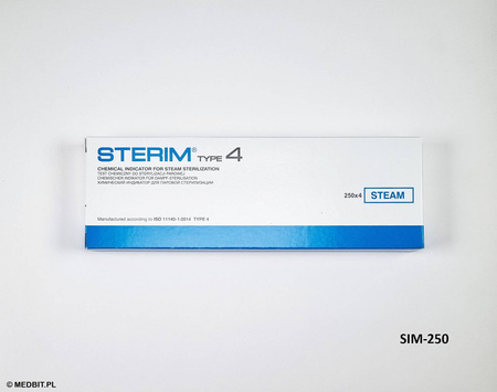 STEAM Class 4 STERIM Multiparameter Chemical Indicators for Steam Sterilization, 250 Strips, SIM-250