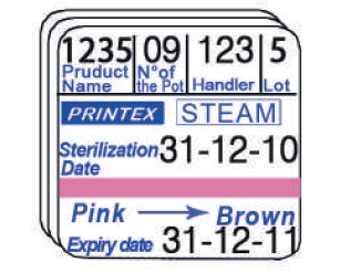 STEAM 3-Line Sterilization Label for Printex V30, BLITZ – 29x28 mm, Class 1 Indicator, 500 Labels, PRINTEX MEDICAL