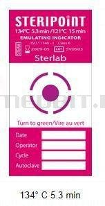Wskaźniki sterylizacji parowej STEAM Klasa 6 STERIPOINT 134°C/5,3 min – 121°C/15 min, 250 szt., STERLAB