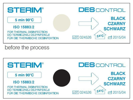 DES CONTROL contrôle de la désinfection thermique (90°C / 5 min.), (200 pcs.)