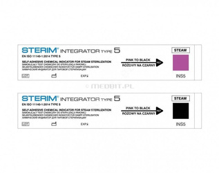 Classe 5 - STERIM Integrator 5 - teste integrado para o controlo da esterilização a vapor da classe 5 (250 unidades).)