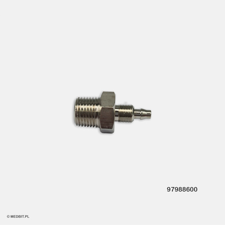 Cefla conector recto macho 1/8" para autoclaves Bravo y Stern Weber Millennium, acero inoxidable, 97988600