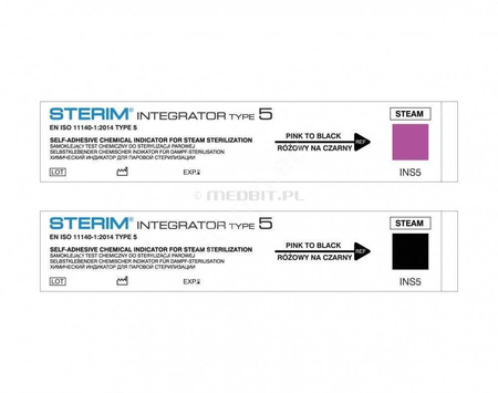 Integrador químico clase 5 para control de esterilización por vapor STERIM Integrator 5, 250 unidades