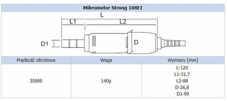 Micromotor dental Saeshin Strong 108EI, 35.000 rpm, motor con escobillas, autoclave, laboratorio