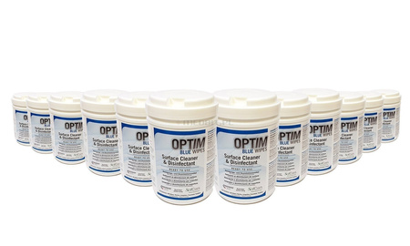 Salviette disinfettanti per superfici Optim Blue, senza alcool, 12 confezioni x 160 pz, uso professionale, SCICAN