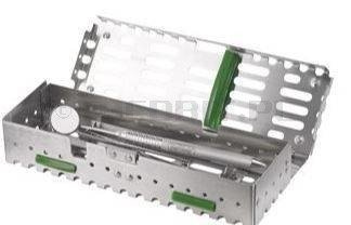 Sys-TM-8 x 2.75DS Stainless Steel Cassette for 10 Dental Instruments, Autoclavable, with Silicone Holders, SCICAN