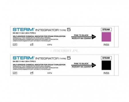 Třída 5 - STERIM Integrator 5 - integrovaný test pro kontrolu parní sterilizace třídy 5 (250 kusů).)