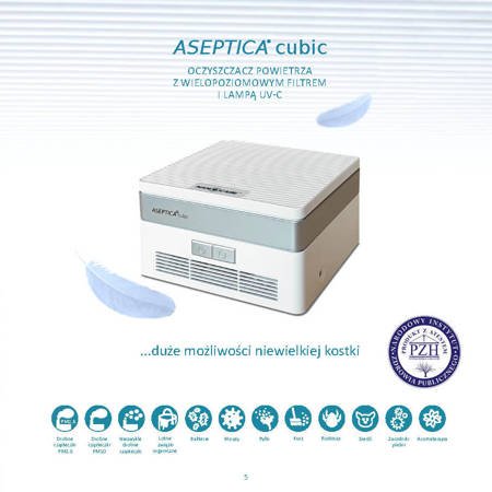 Desinfectador de aire Aseptica Cubic (blanco) con filtro UV.