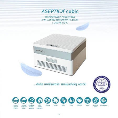 Kit Aseptica Cubic (blanco) desinfectador de aire con filtro UV.